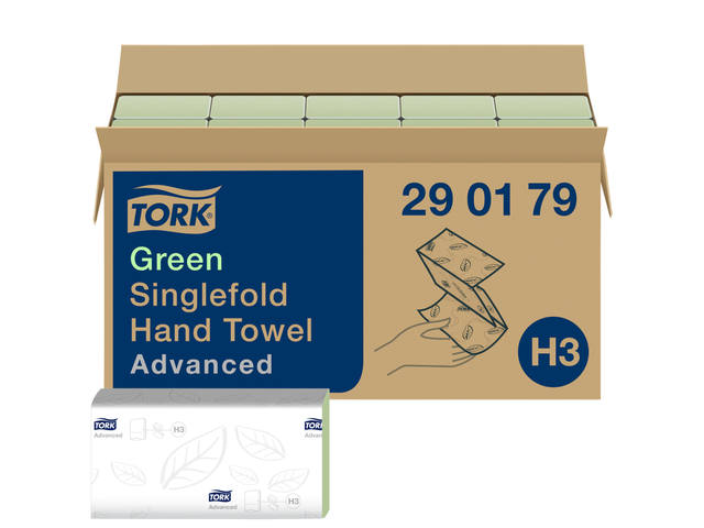 Handdoek Tork H3 Advanced 2laags 248x230mm groen