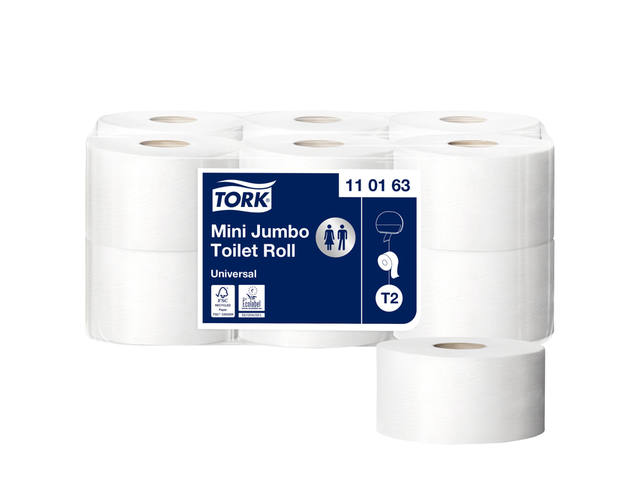 Toiletpapier Tork T2 Universal jumbo klein 1laags