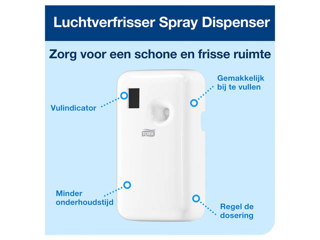 Luchtverfrisserdispenser Tork A1 spray wit