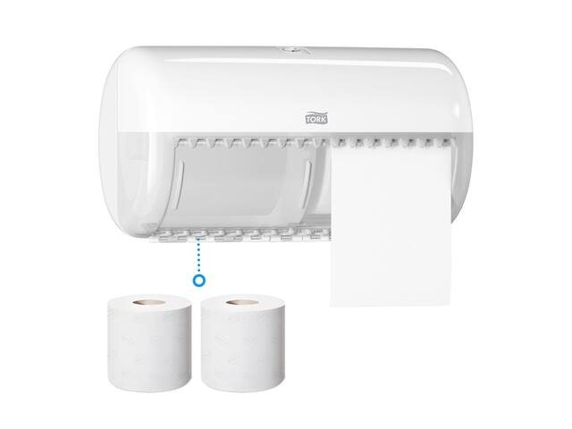 Toiletpapierdispenser Tork T4 duo wit