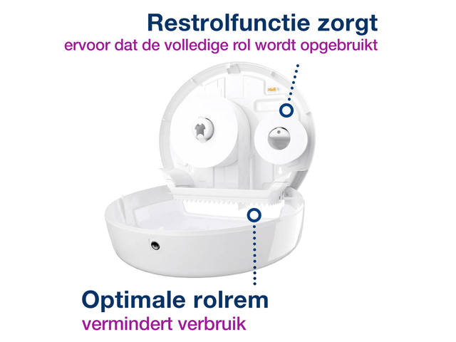 Toiletpapierdispenser Tork T2 jumbo klein wit