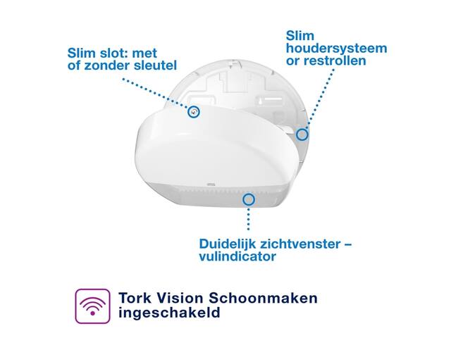 Toiletpapierdispenser Tork T1 jumbo wit 554000