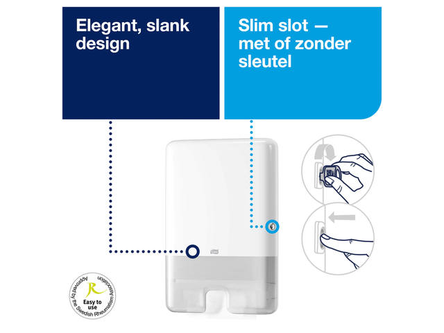 Handdoekdispenser Tork H2 Elevation wit