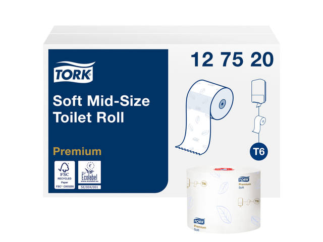 Toiletpapier Tork T6 Premium 2laags 90m wit