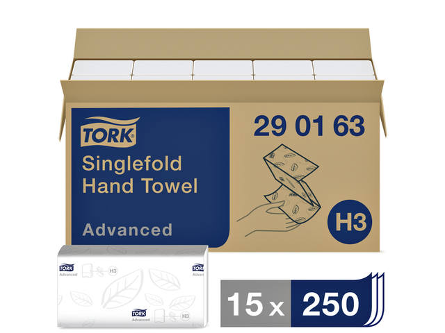 Handdoek Tork H3 Advanced 2laags 248x230mm wit