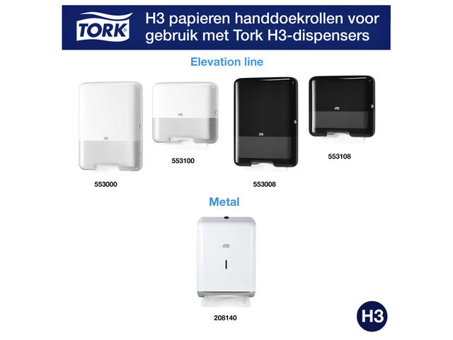 Handdoek Tork H3 Advanced 2laags 248x230mm wit