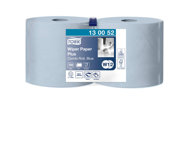 Poetspapier Tork W2 Premium 2laags 750 vel blauw