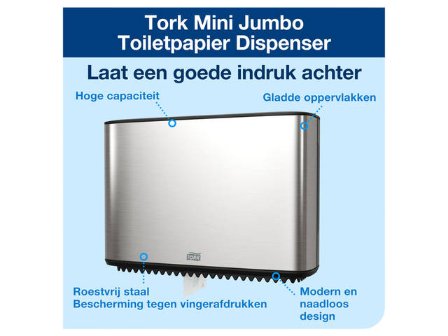 Toiletpapierdispenser Tork T2 Image Line zilver