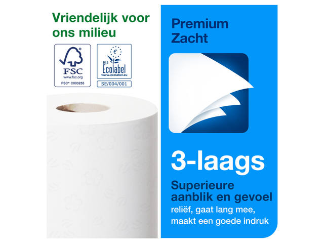 Toiletpapier Tork T4 Premium 3laags 250 vel wit