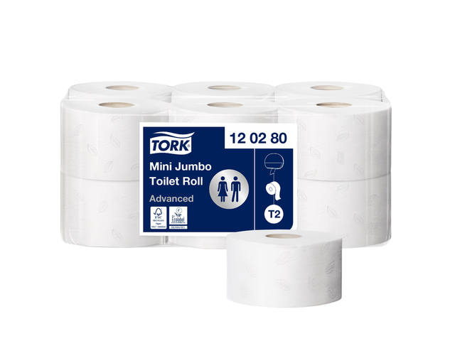 Toiletpapier Tork T2 Advanced jumbo klein wit
