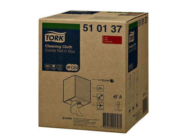 Reinigingsdoek Tork W2 Premium 1laags 152m wit
