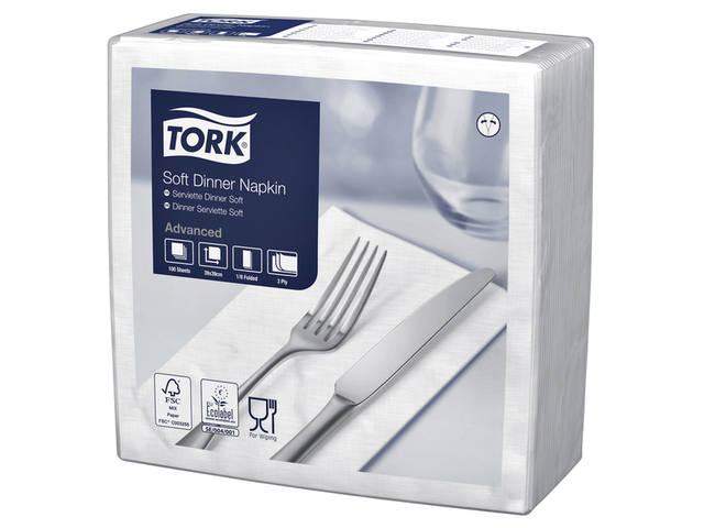 Dinerservet Tork Advanced achtstevouw 100 vel wit