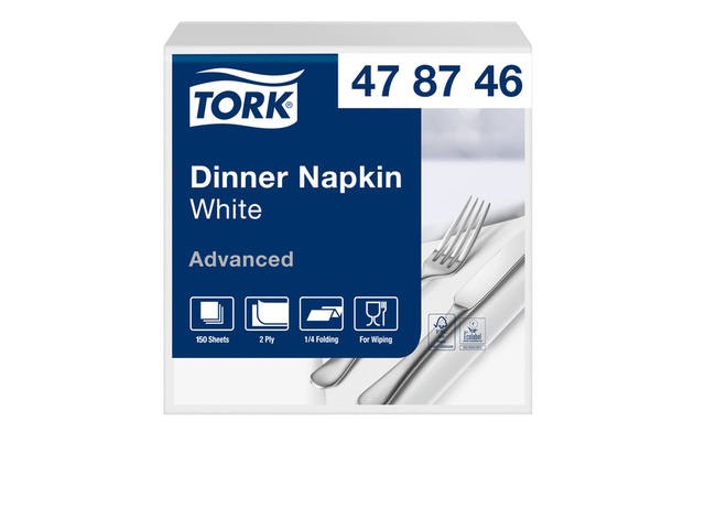 Dinerservet Tork Advanced vierdevouw 150 vel wit