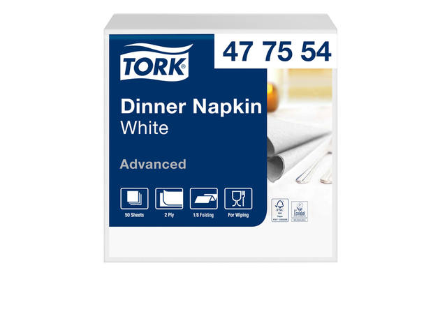 Dinerservet Tork Advanced achtstevouw 150 vel wit