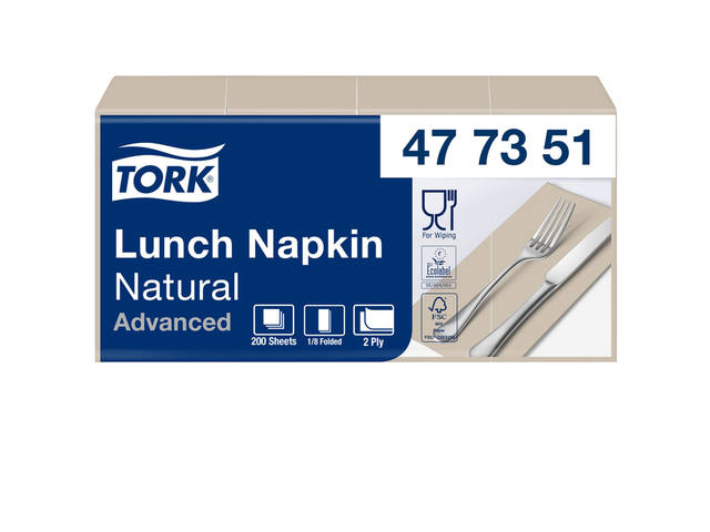 Lunchservet Tork Advanced achtstevouw naturel