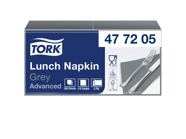 Lunchservet Tork Advanced vierdevouw grijs