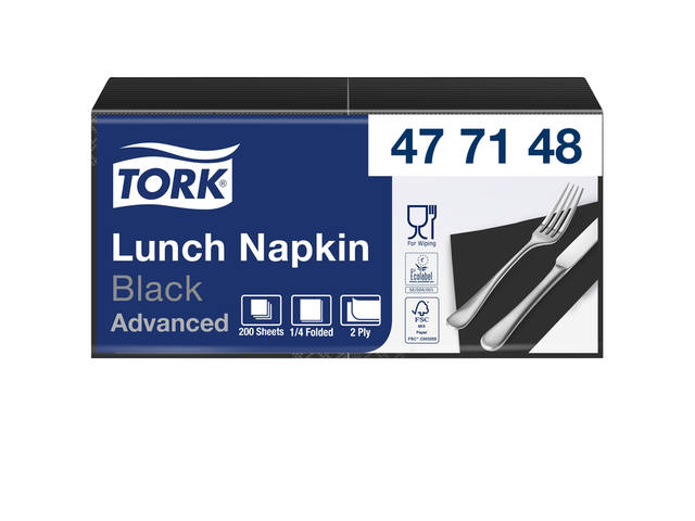 Lunchservet Tork Advanced vierdevouw zwart