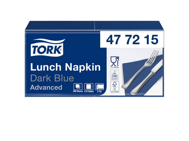 Lunchservet Tork Advanced vierdevouw donkerblauw