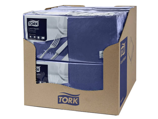 Lunchservet Tork Advanced vierdevouw donkerblauw