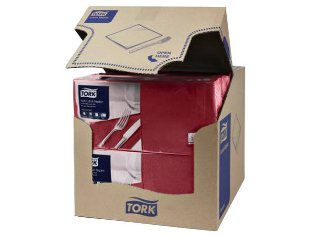 Lunchservet Tork Advanced vierdevouw bordeauxrood