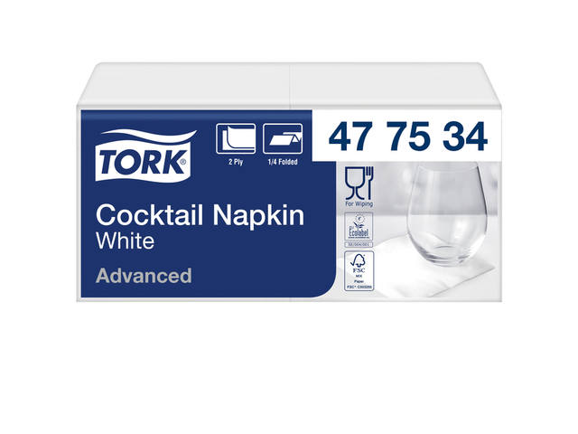 Cocktailservet Tork Advanced 2laags 200 vel wit