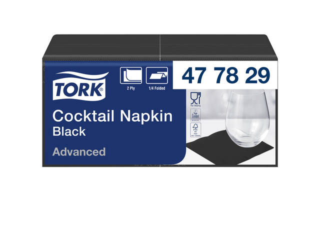 Cocktailservet Tork Advanced 2laags 200 vel zwart