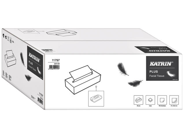 Facial tissues Katrin Plus 2laags 100 vel wit