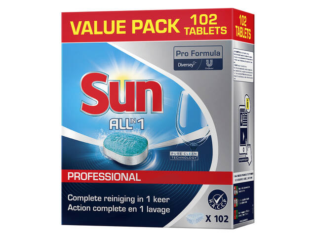 Vaatwastabletten Sun All-in-one 102 stuks