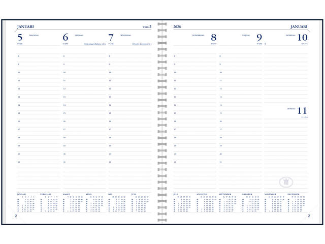 Agenda 2027 Ryam Weekplan Wire-o 7d/2p zwart