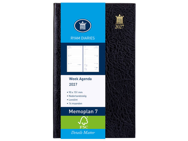 Agenda 2027 Ryam Memoplan 7 Suprema 7d/2p zwart