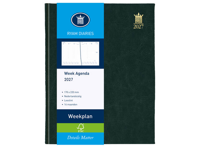 Agenda 2027 Ryam Weekplan Mundior 7d/2p zwart