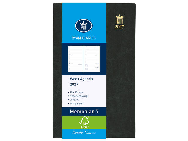 Agenda 2027 Ryam Memoplan 7 Mundior 7d/2p zwart