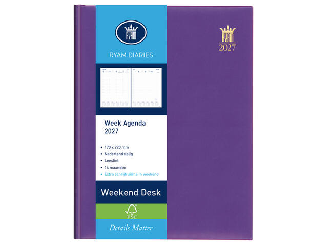 Agenda 2027 Ryam Weekend Desk Lazio 7d/2p assorti