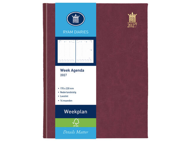 Agenda 2027 Ryam Weekplan Mundior 7d/2p bordeaux