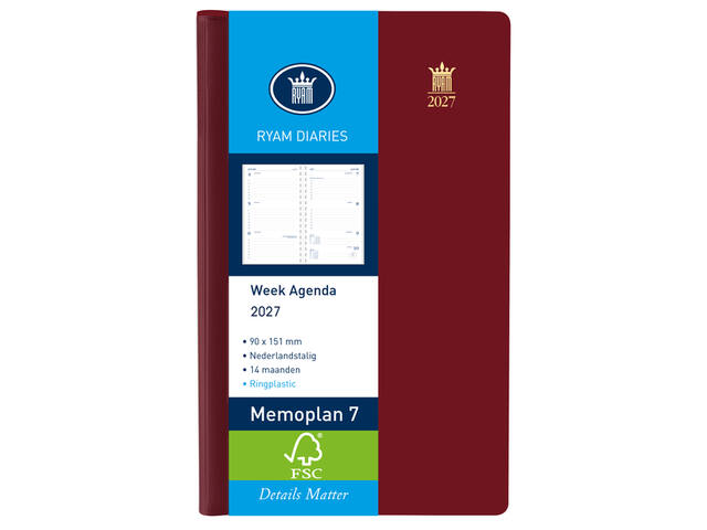 Agenda 2027 Ryam Memoplan 7 Suprema 7d/2p bordeaux