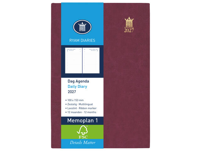 Agenda 2027 Ryam Memoplan 1 Mundior 1d/1p bordeaux
