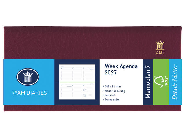 Agenda 2027 Ryam Memoplan 7 Suprema 7d/2p bordeaux