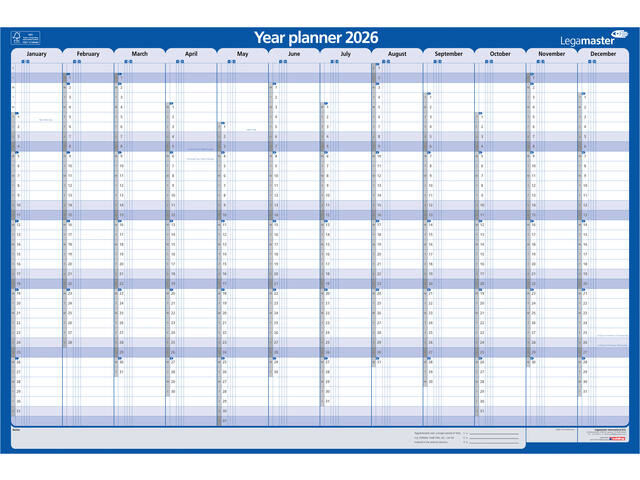 Jaarplanner 2027 LM 1 persoon 90x60cm horizontaal