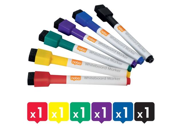Whiteboardmarker Nobo mini assorti 6 stuks