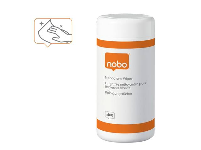 Whiteboard reinigingsdoekjes Nobo pot met 100 st