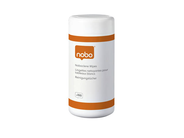 Whiteboard reinigingsdoekjes Nobo pot met 100 st