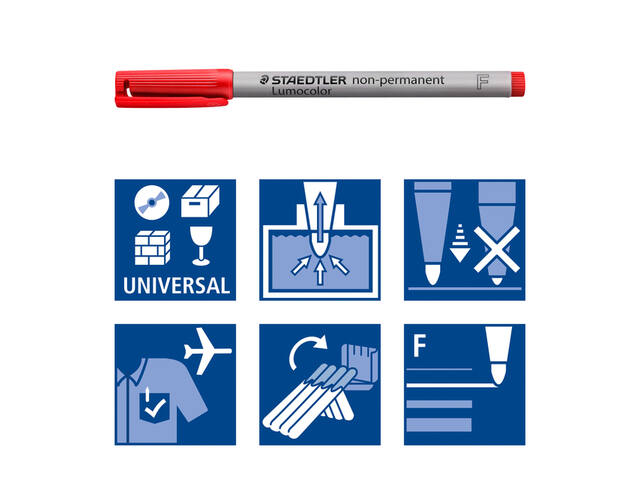 Viltstift Staedtler OHP Lumo F 316 non perm rood