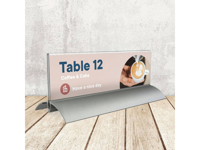Tafelnaambord Europel 2 61x210mm acryl aluminium