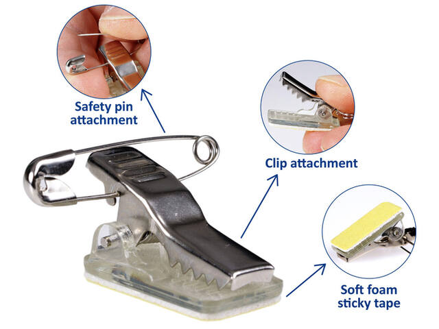 Clip met speld Europel zelfklevend tbv badges