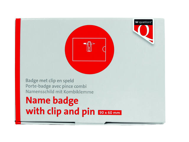 Badge Quantore clip+speld 60x90mm