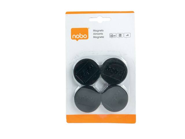 Magneet Nobo 38mm zwart 4 stuks