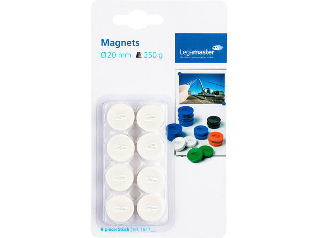 Magneet Legamaster 20mm 250gr wit 8 stuks