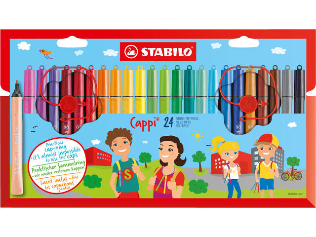 Viltstift STABILO Cappi 168/24 M 24st assorti