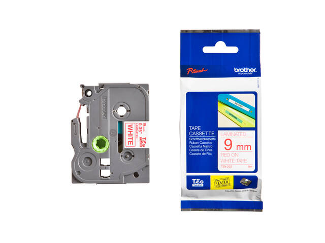 Labeltape Brother Ptouch TZe222 9mm wit