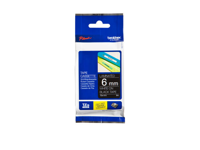 Labeltape Brother Ptouch TZe315 6mm zwart